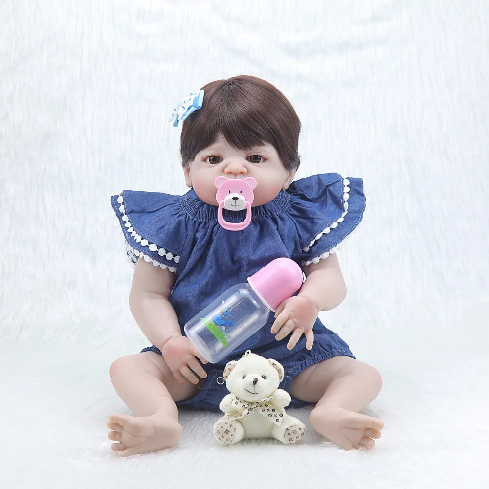 

22 "New arrival Victoria rooted brown hair handmad loves lifelike baby full silicone bonecas baby reborn doll for kids gift