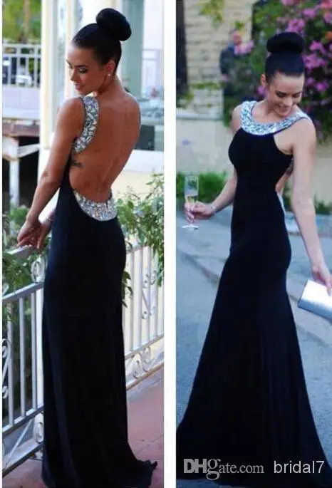 

dree free shipping backless 2016 new fashion hot black crystal vestidos de fiesta prom gown long party evening elegant dress