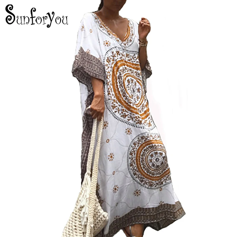 

Long Beach Cover up Robe de Plage Swimsuit Cover up Saida de Praia longa Print Women Bathing suit cover up Tunics for Beach
