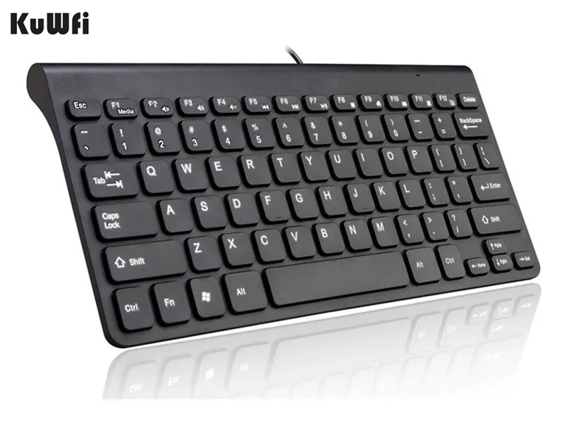 Мини 78 клавиш ультра тонкая Тихая Водонепроницаемая клавиатура для ПК Проводная мультимедийная USB интерфейсная клавиатура для настольного ноутбука ПК Macbook - Цвет: Black