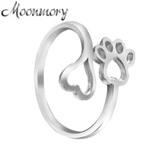Moonmory Аутентичные кольцо из стерлингового серебра 925 для женщин ювелирные изделия подарки Регулируемая панда пальмовое сердце открытые Серебряные Кольца Рождественский подарок