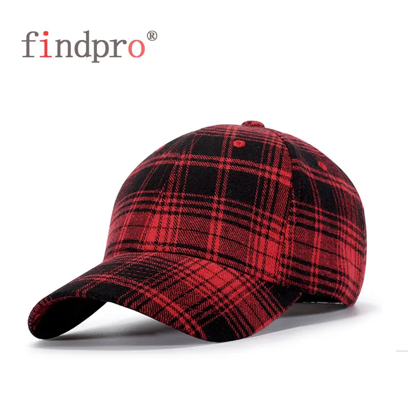 Findpro новая зимняя клетчатая бейсбольная кепка для мужчин и женщин 100% хлопок