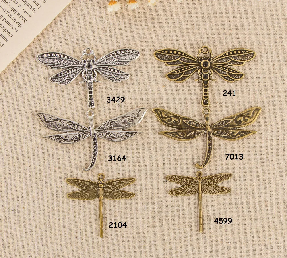 

Hot sale--New Retro style Antique Bronze or Silver Big dragonfly charm pendant alloy fashion Fun gift h16