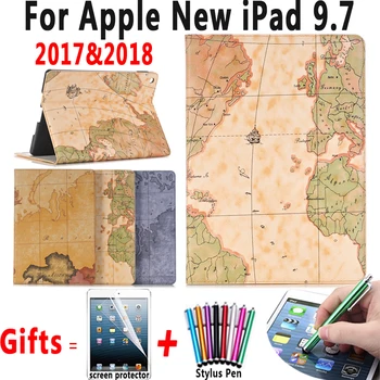 

Retro Map Protective Cover for Apple iPad 9.7 2017 Case Leather Hard Smart Cover for Apple New iPad 9.7 2018 Coque Capa Funda