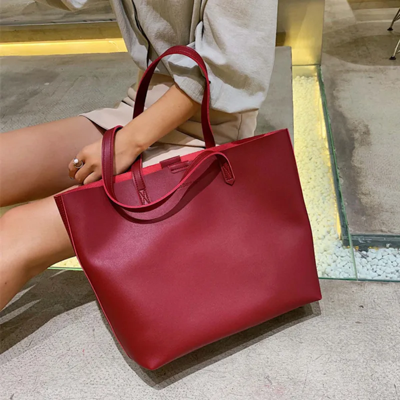 

Large Causal Totes Women Shipping Bag Set Big Capacity Female Shoulder Bags With Purses bolsos mujer For Ladies Leather Handbags