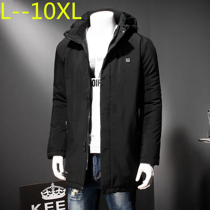 

Plus size 10XL 8XL 9XL 6XL 5XL 4XL 2018 Winter Jacket Men Zipper Winter Cotton Clothes Electric heating Keep warm Hat removable