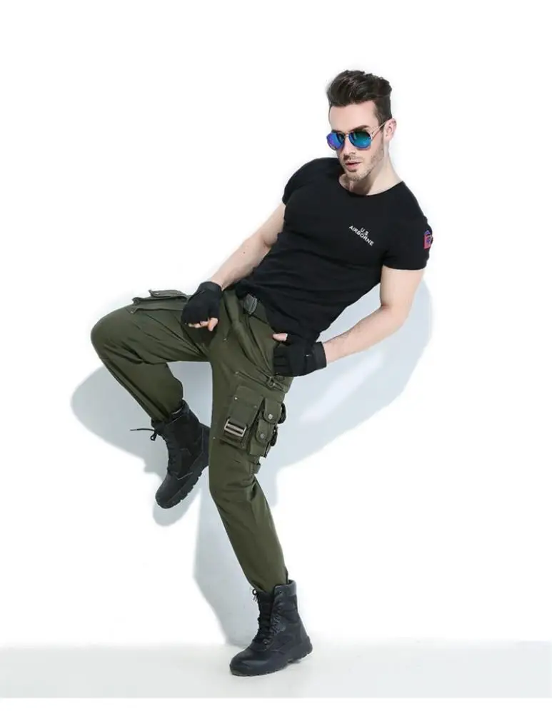 Freedom Knight Outdoors Cargo Pants Multi Pocket Jersey Men Army Green Military Hiking Camping Long Trousers