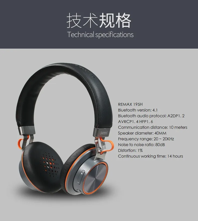 Беспроводные Bluetooth наушники стерео remax 195HB гарнитура Bluetooth 4,1 Музыкальная гарнитура с микрофоном