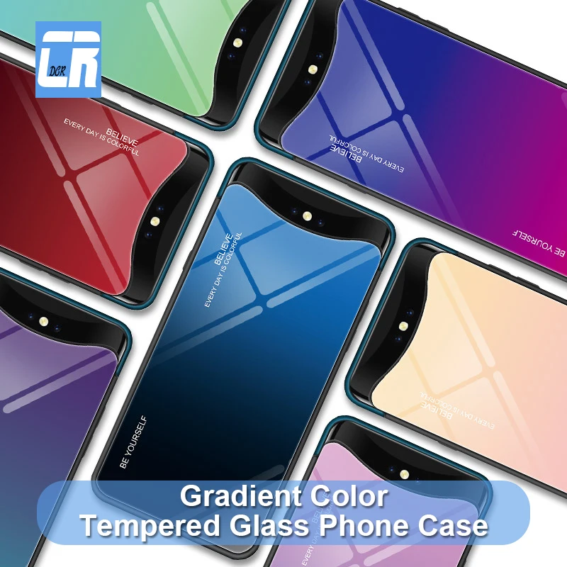 

Blue Ray Aurora Skin Gradient Color Tempered Glass Phone Case for OPPO P17 Pro R15X R19 Back Cover for OPPO Find X F11 Pro Coque