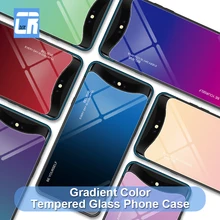 Blue Ray Aurora Skin Gradient Color Tempered Glass Phone Case for OPPO P17 Pro R15X R19 Back Cover for OPPO Find X F11 Pro Coque