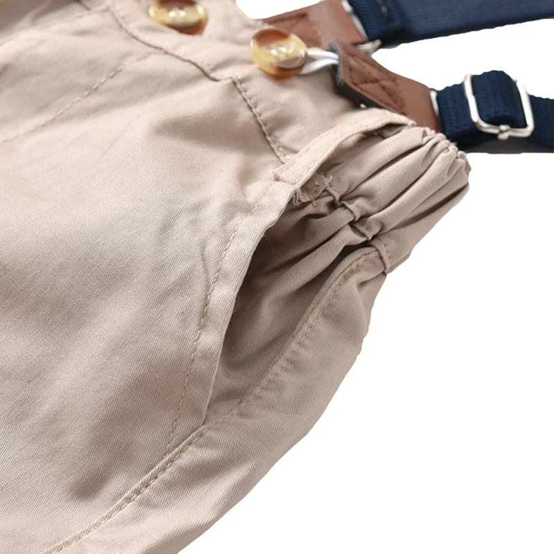 TheNewborn/Одежда для маленьких мальчиков хлопковый комплект из 3 предметов, Повседневная рубашка в полоску+ шорты+ галстуки с бантом, летний комплект