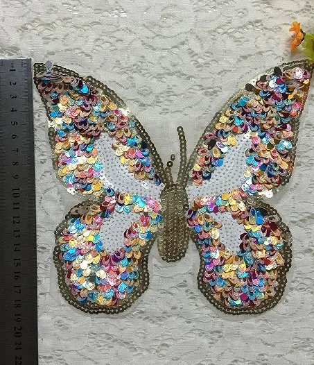 

Colored Sequins patch mixed butterfly badge Sew on Patch applique Stickers Clothes T-Shirt DIY Accessories