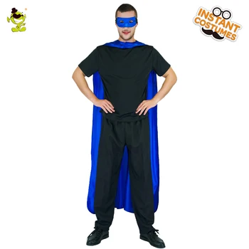 

Popular Adult Male Superhero Blue Costume Hot Sale With Eye patch&Cape Fancy Dress Role Play For Party Costumes