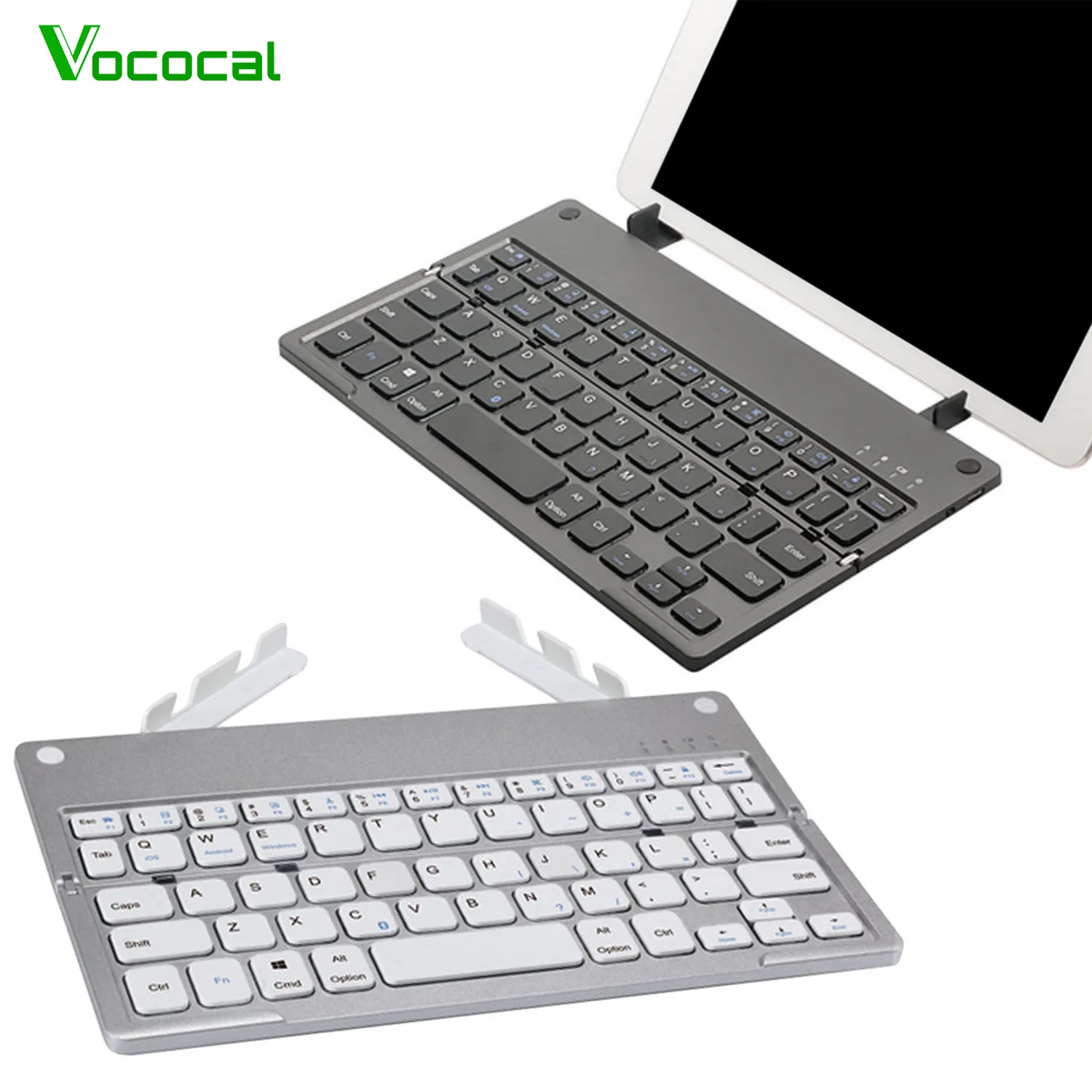 Vococal Foldable Rechargeable Wireless Bluetooth Keyboard