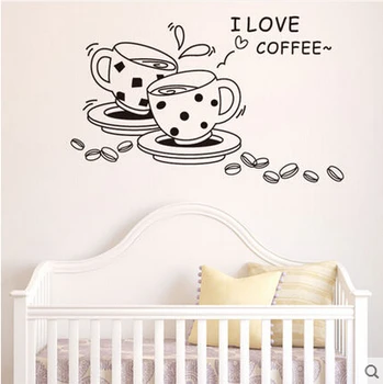 

I love coffee kitchen wall sticker vinyl art home decal removable decoration