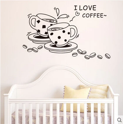 I love coffee кухонная настенная наклейка виниловая художественная для дома съемное