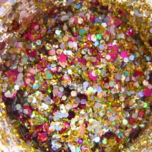 Розовое золото лазер шестигранный блеск микс для гель лак для ногтей, дизайн ногтей G492