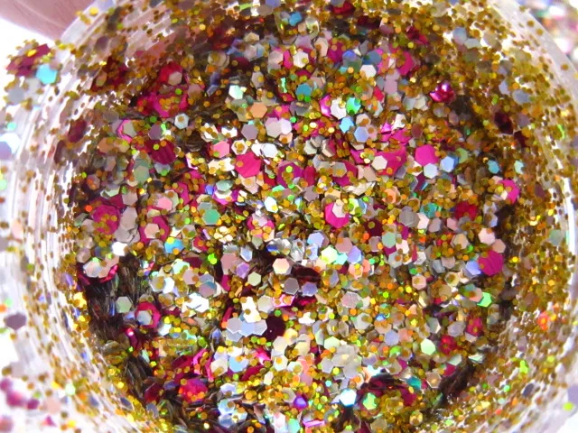 

Pink Gold Laser Hex Glitter Mix for Gel Nail Polish,Nail art G492