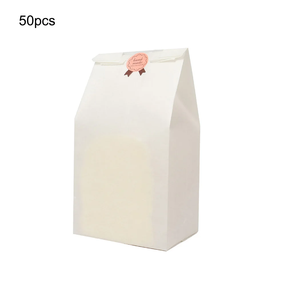 

50pcs Avoid Oil Packing Toast Window Bag Kraft Paper Bread ClearBaking Takeaway Food Package Cake Bag