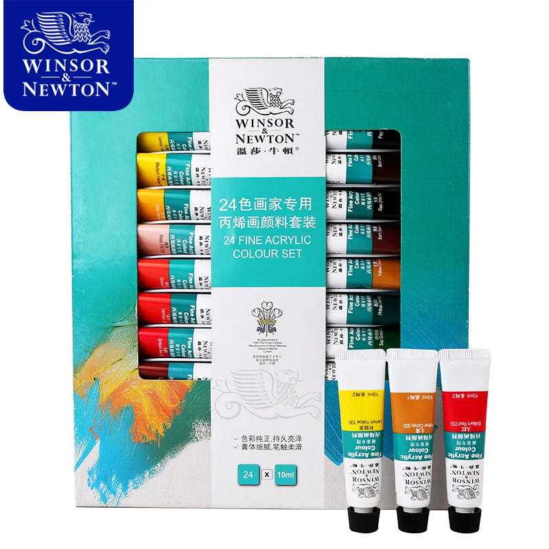 

Winsor&Newton Professional Acrylic Paints Set 12/18/24 Colors 10ML Hand Painted Wall Drawing Painting Pigment Set Art Supplies