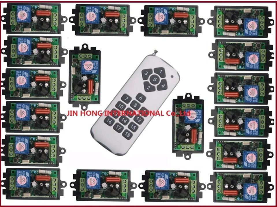 

220V 1CH Radio Wireless Remote Control Switch light lamp LED ON OFF 18pc Receivers&1pc transmitter Learning Code Output Adjusted