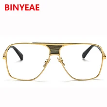 Роскошные мужские очки оправа для очков негабаритная Квадратная Металлическая Золотая очки в оправе мужские оправа для очков с прозрачными очками