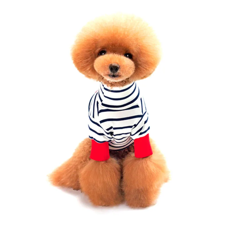 

Pet Dog Clothes Striped T-shirt Spring Summer Small Dog Vest Clothing Pet Clothes Chihuahua Teddy Turtleneck Printed Pet Vest