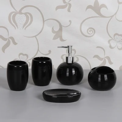 Набор из пяти предметов, европейские минималистичные керамические аксессуары для ванной комнаты, набор для мытья, бутылка для лосьона, держатель для зубной щетки, мыльница, Товары для ванной комнаты - Цвет: 6