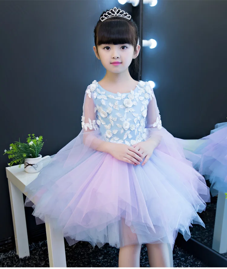 Платье для первого причастия; Пышное Платье для девочек; съемные Бальные вечерние платья принцессы для девочек; платье с цветочным принтом; JF388