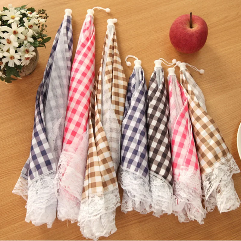 Kitchen Cooking Umbrella Food Dish Grid Style Folded Cover Screen Protector Cloth Health Frame