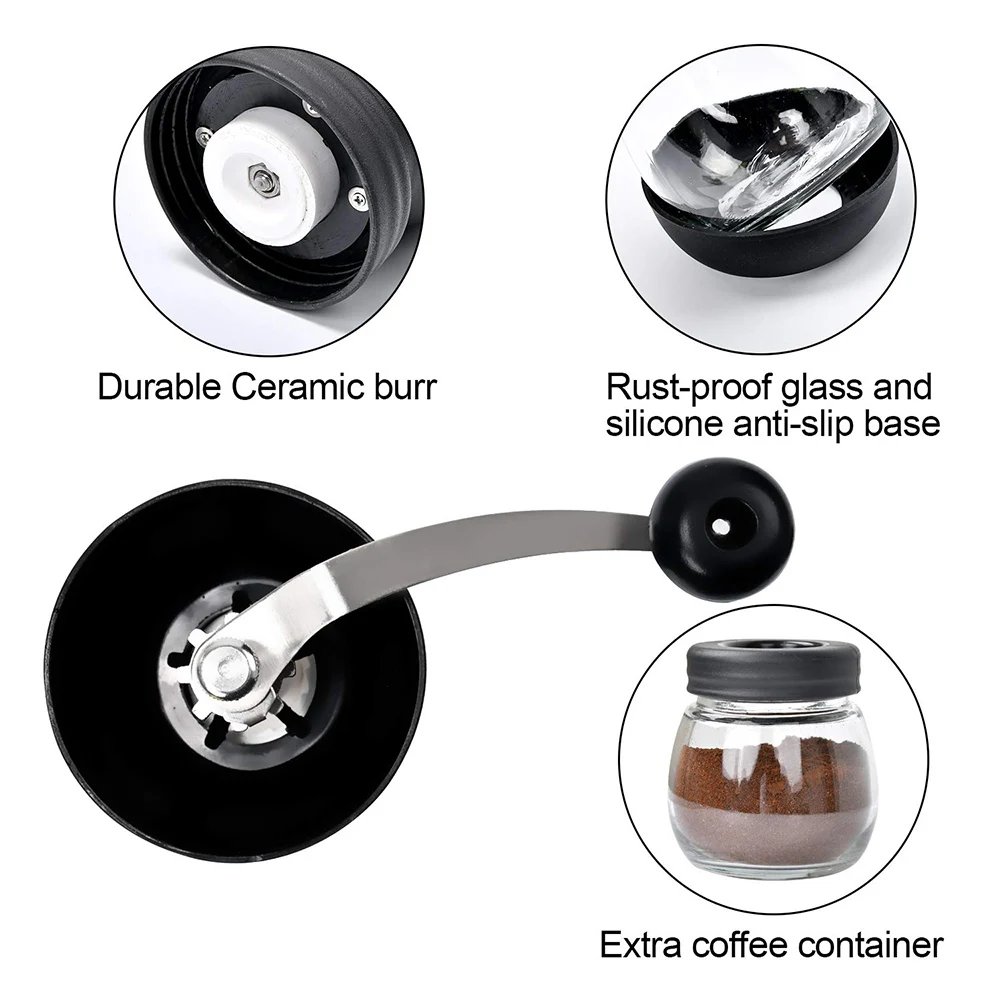 Моющаяся кофемолка ручной кофемолка кафе укрепленное стекло Портативный прочный Spice измельчитель кофе мельница