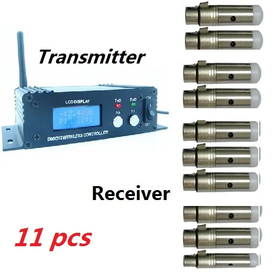 3 pin беспроводной контроллер Dmx 512 1 передатчик+ 10 приемник