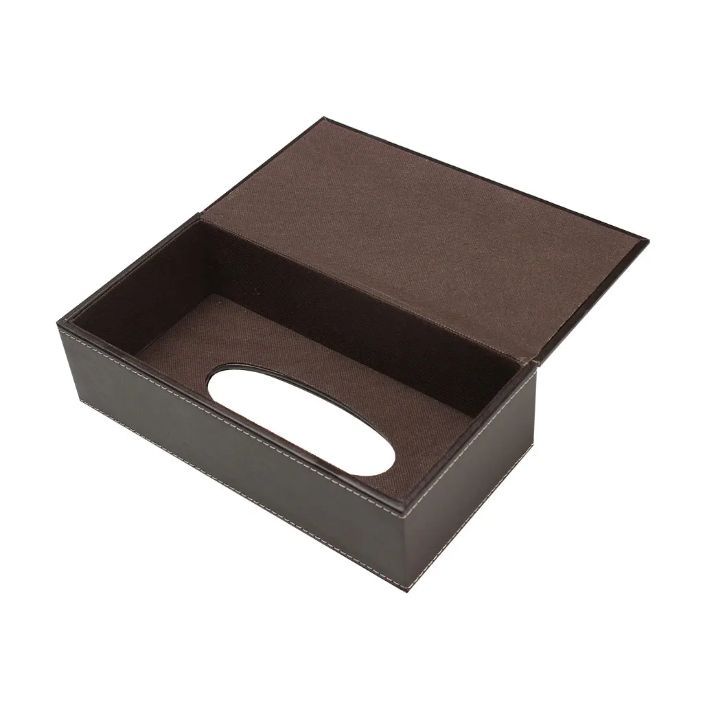 MagiDeal PU Leather Tissue Box Cover Home Car Napkin Toilet Paper Holder Tissue Case for Restaurant Office Household - Brown