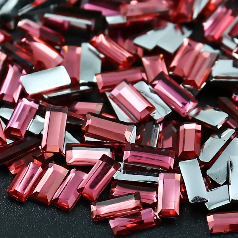 

800PCS/LOT 7x3mm Rose Rectangle Rhinestone,Acrylic Resin Crystals Non Hotfix Flatback Stones for DIY Jewelry Parts