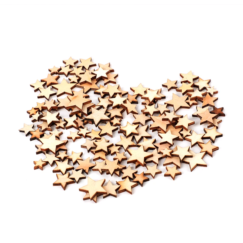 CEVENT 100pcs/pack Small Wooden Stars Craft For Party Decoration Chipboard Fashion Wooden Home Decorations DIY Scrapbooking