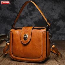 Новая сумочка из натуральной кожи ретро сумка через плечо ручной работы женская сумка-мессенджер для курьера дикая Повседневная седельная сумка