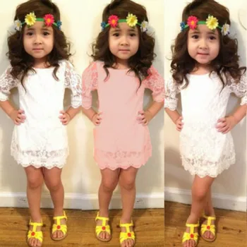 

Baby Girls Kids Princess Long Sleeve Flower Party Tutu Lace Short Mini Dress Cute Formal Fashion High Quality Dress Hot Selling