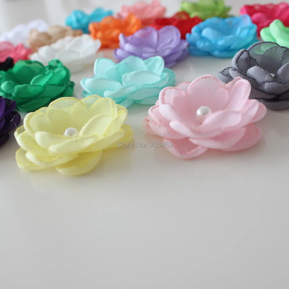 

4cm Boutique Burn fabric flower Layered Poppy flower For Girl Kids Headband Hair Accessories Singed Flower 30pcs