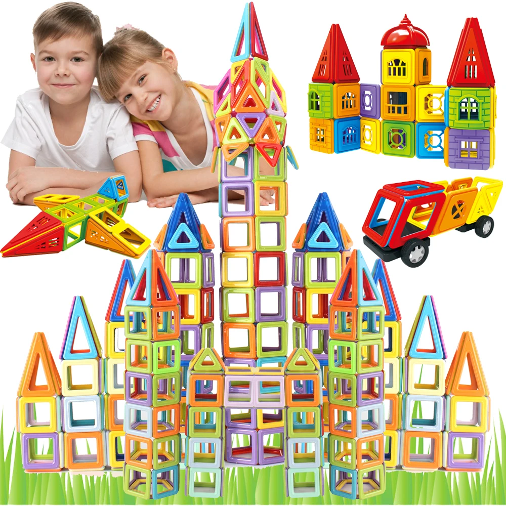 

114PCS To 196PCS Set Magnetic Blocks Magnetic Designer Building Construction Toys Magnet Educational Toys for Children Kids Gift
