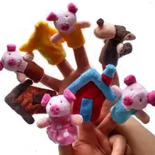 8 шт. = 1 комплект, Три поросенка, пальчиковая кукла, детская развивающая сказочная игрушка, плюшевая кукла YH364