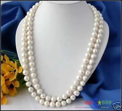 

Free shipping@@@@@ 50" 12MM ROUND WHITE FRESHWATER CULTURED PEARL NECKLACE