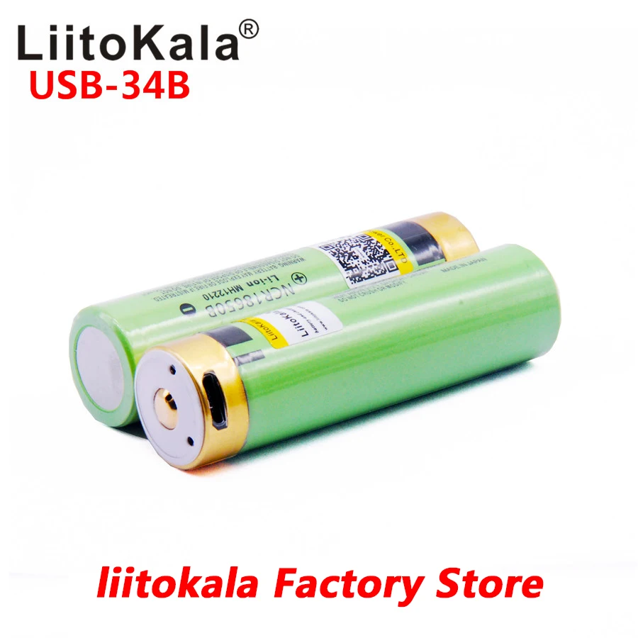 2 шт LiitoKala USB 18650 аккумулятор 3,7 V 18650 3400mAh литий-ионная USB перезаряжаемая батарея со светодиодный индикатор светильник DC-Charging