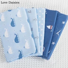 Хлопок саржевый светильник Синий Морской стиль КИТ парусник якорь Чайка ткань в горошек для комплект кровати «сделай сам» лист Подушка Декор ручной работы