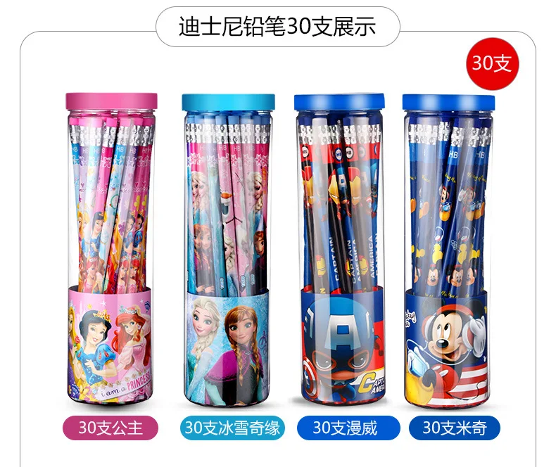 30 шт. Детские Мультяшные карандаши с ластиком Disney Frozen Elsa Mickey Sofia HB экологически