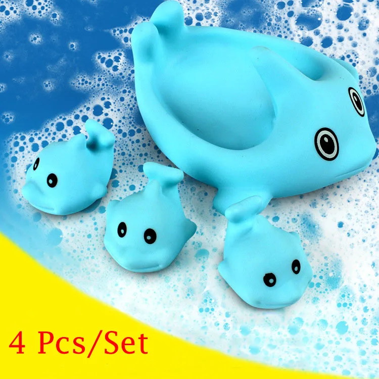 4 шт./партия, милые мини-ванны, дельфин, плавающие резиновые игрушки для купания, выдавливающие звук, резиновый дельфин, Детские Классические игрушки для купания