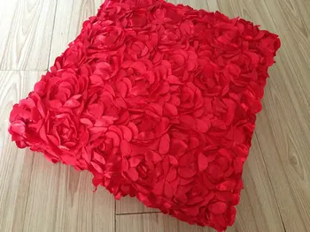 

red Satin Rosette Fabric, Bridal Fabric, Wedding Backdrop, Baby Photography Backdrop, Prop, Blanket, 3D lace fabric