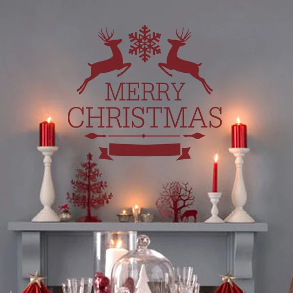 Deer Merry Christmas Wall Decal Christmas Decor Happy Holidays Vinyl