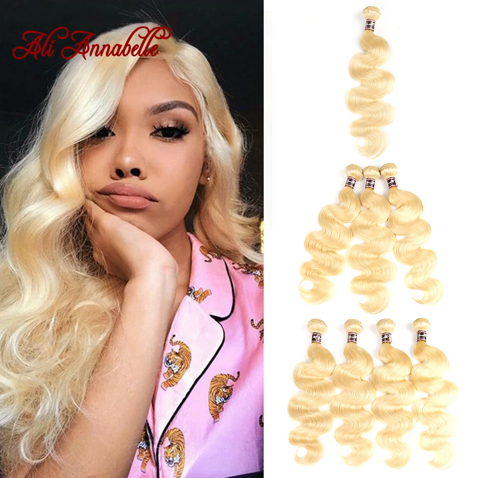 

613 Blonde Human Hair Bundles Mongolian Body Wave Human Hair Weave 1/3/4 PCS 613 Remy Human Hair Weft 10-28 Inch Blonde Bundles