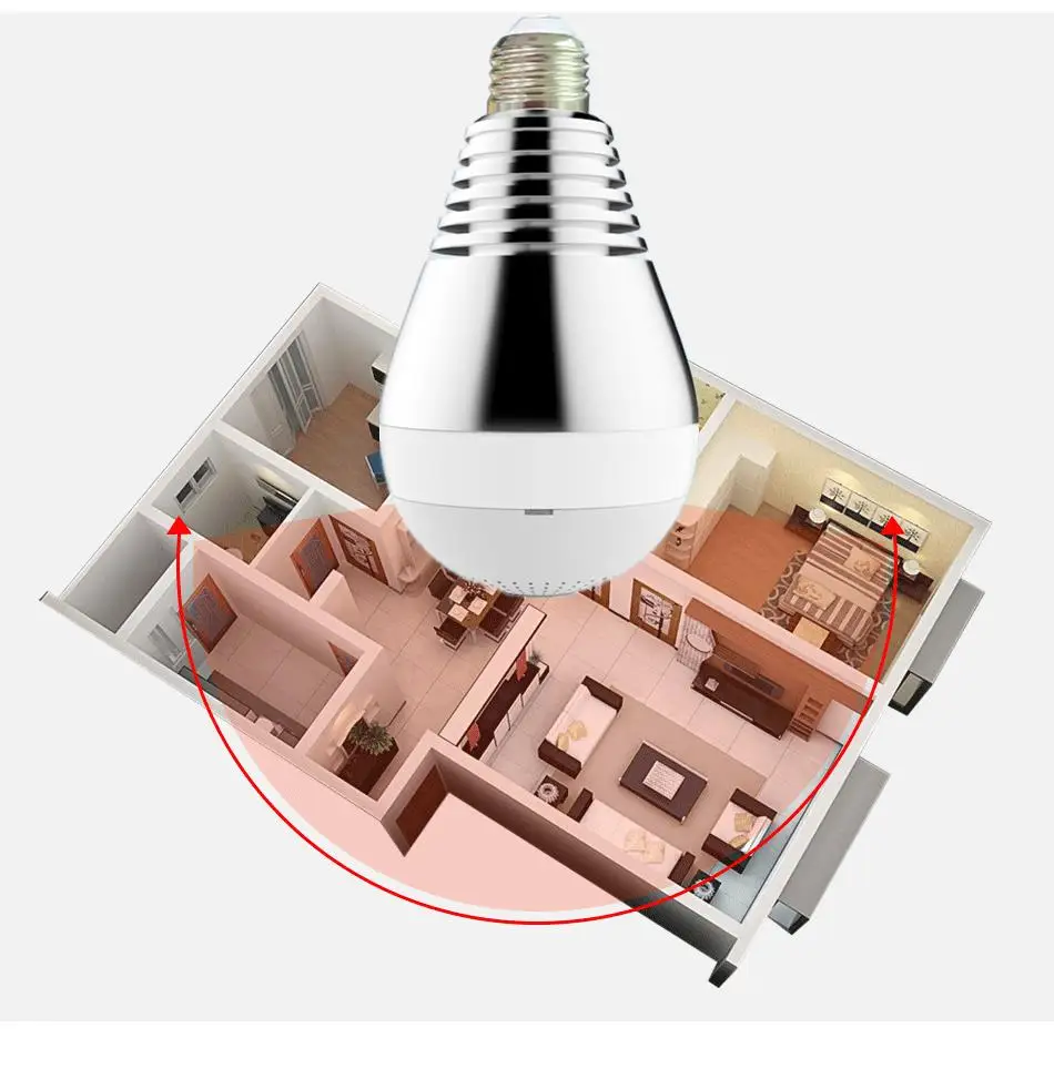 360 градусов панорамный рыбий глаз умный ламповый светильник беспроводной мини Wifi IP 1.3MP/2MP камера ночного видения