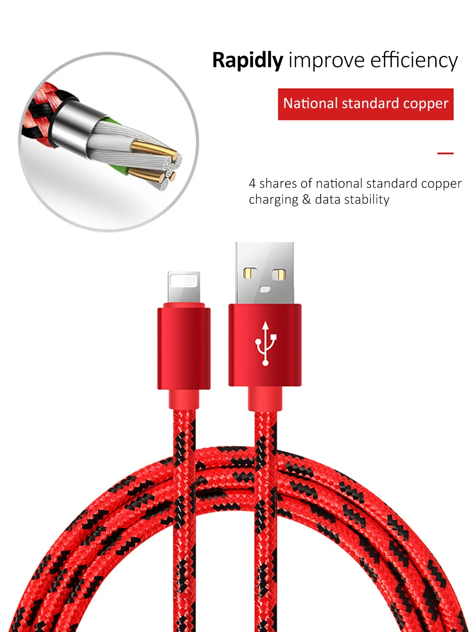  Nylon USB Charge Cable Fast Charging 8 Pin For iPhone X 8 7 6 6S 5 5s Se Plus For iPad Mini Lighting Charger Cables 1M 2M (7)